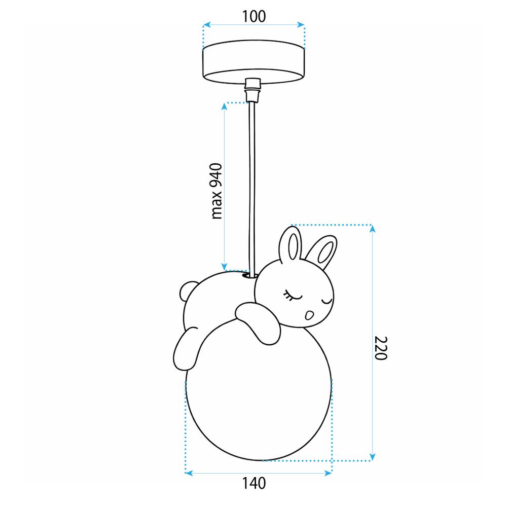 LAMPA SUFITOWA WISZĄCA ŚPIĄCY KRÓLICZEK G164-1CP