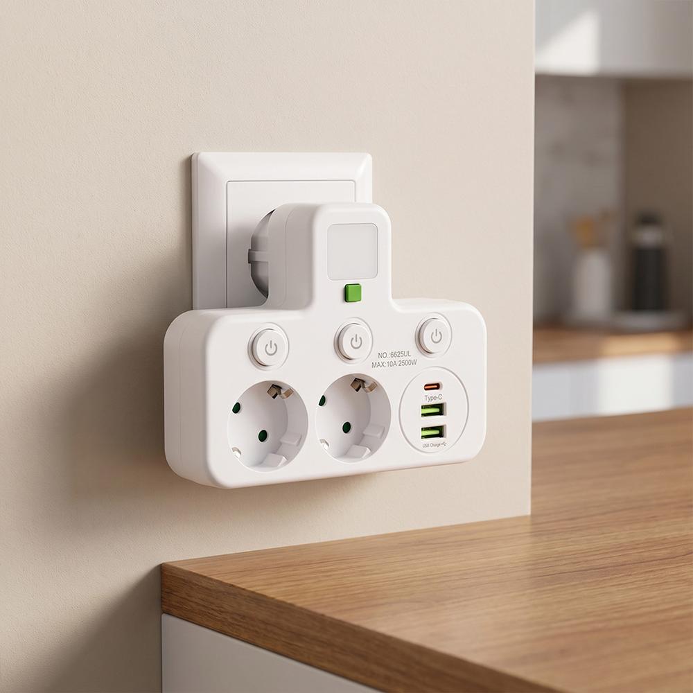 Listwa zasilająca 2 gniazda + 2x USB-A + USB-C JNH017 Biała