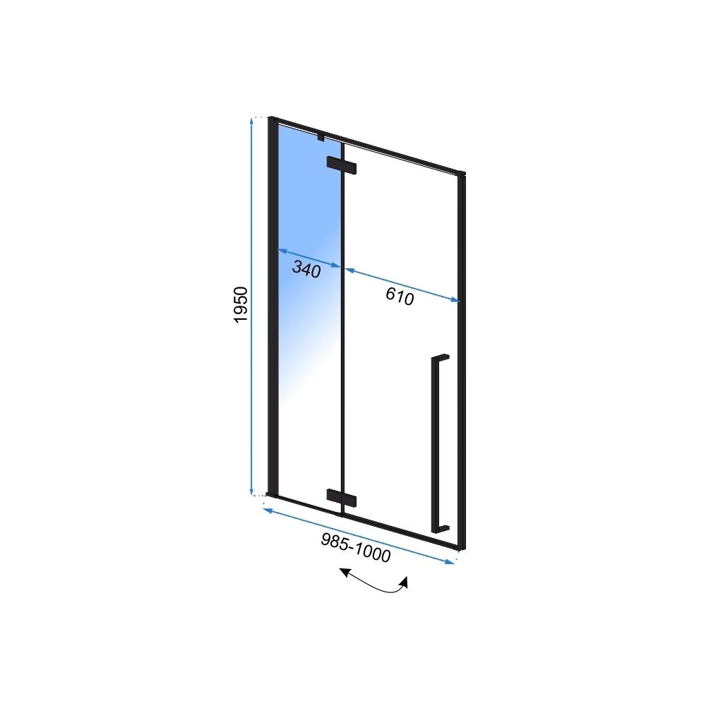 Въртяща врата за душ кабина Rea FARGO BLACK MAT 100