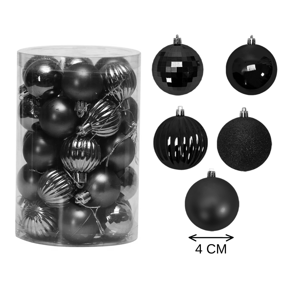 BOMBKI CHOINKOWE CZARNE 34 SZT SYSD1688-033