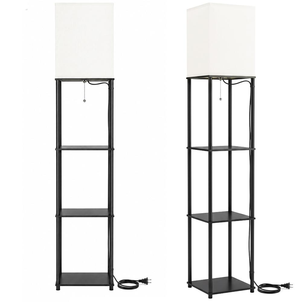 Lampa Stojąca Podłogowa JNH050-1F White z półkami