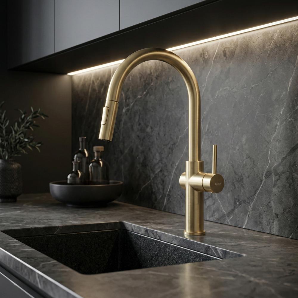 Robinet de cuisine Rea Fresh High Gold Brush