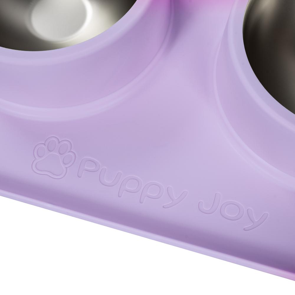 Metalowe Miski Dla Psa lub Kota z Antypoślizgową Matą Fiolet PJ-088