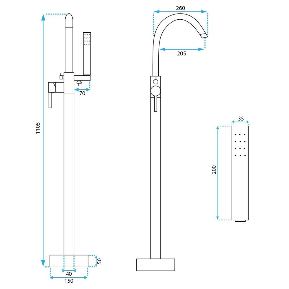 Rea MONO vonios maišytuvas Gold