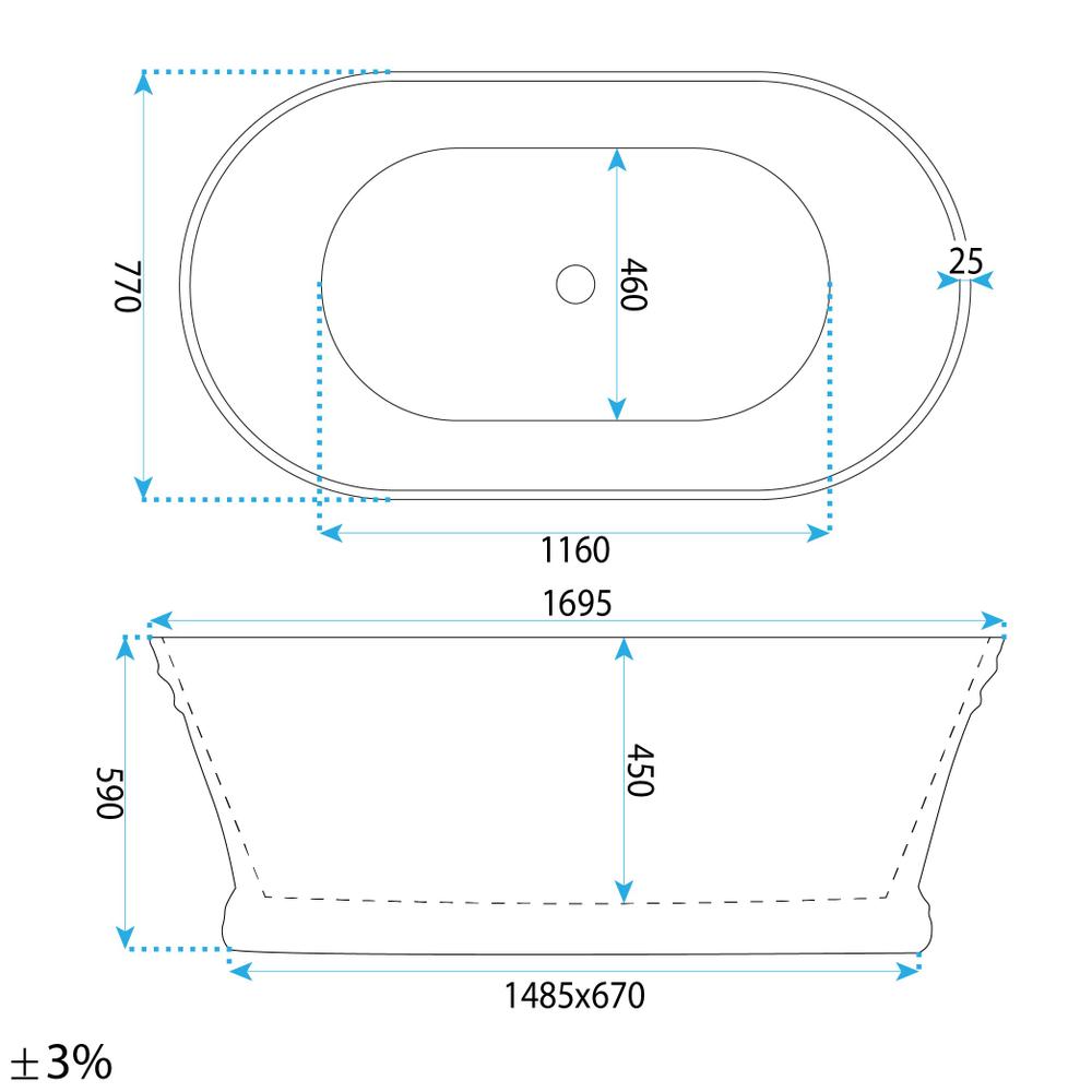Wanna Akrylowa Wolnostojąca Olivia 170