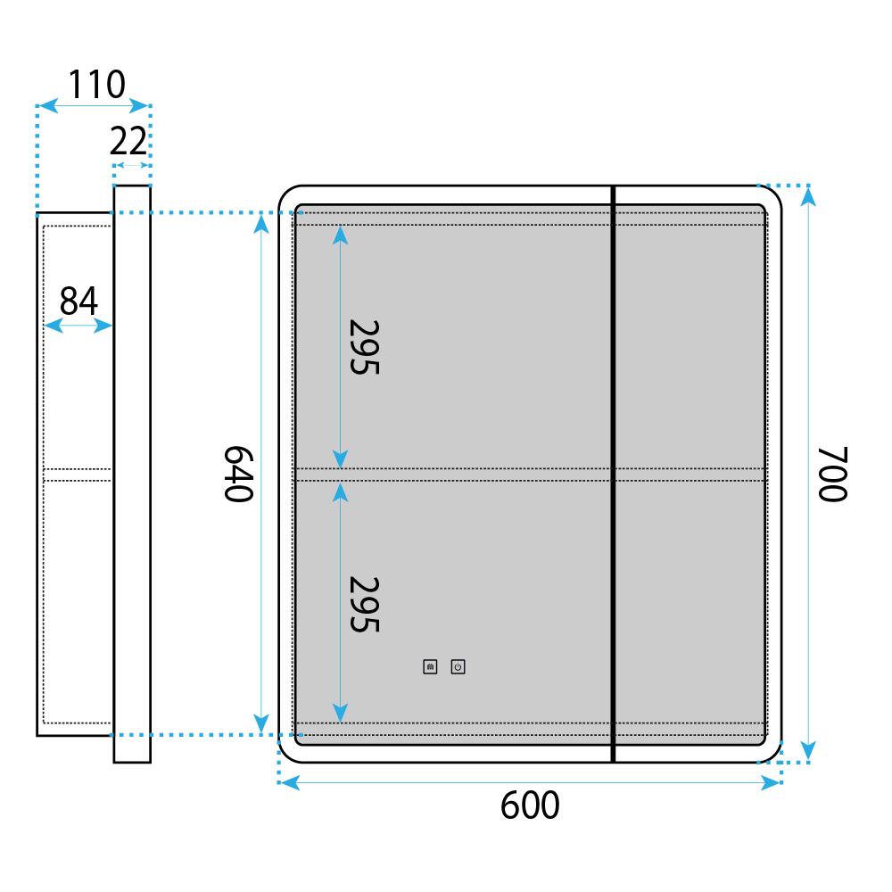 LED-es tükrös szekrény M1011-60 60x70