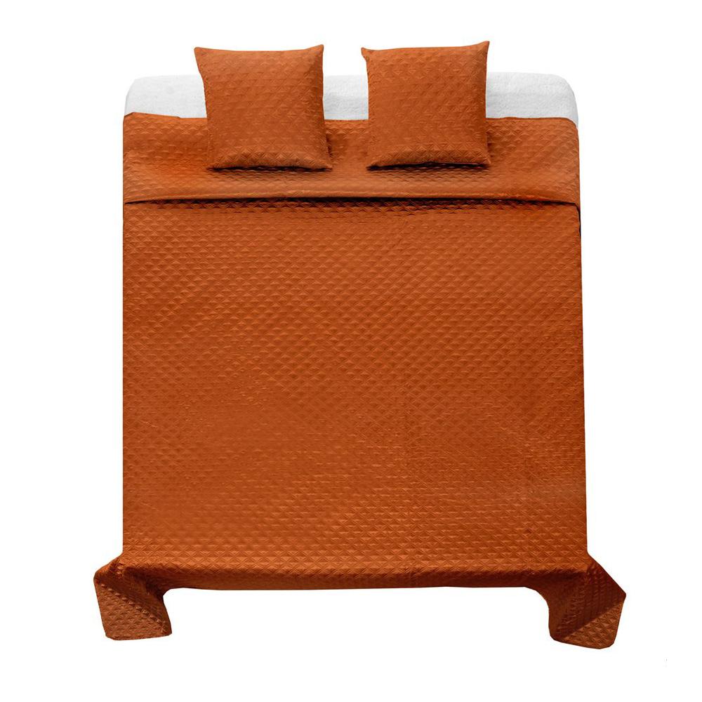 Satynowa narzuta palermo + poszewki na poduszki karmelowy