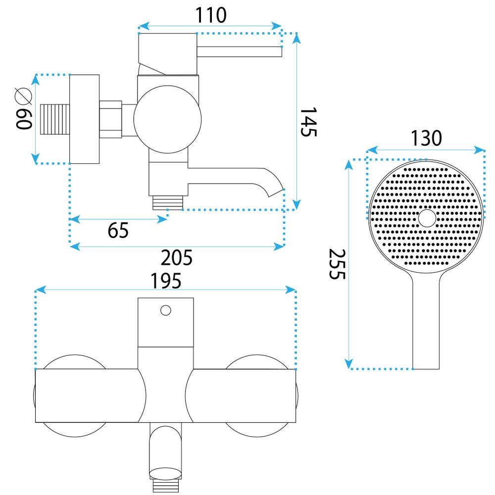 Robinet de baignoire Rea Lungo Stripe Gold Brush
