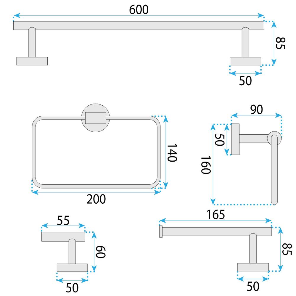 Kylpyhuonetarvikesetti GRID Gold 4 osaa