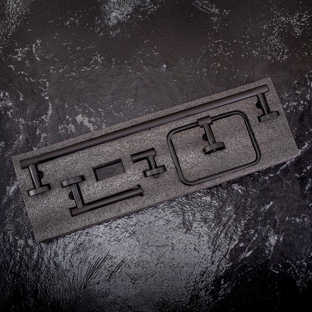 Kylpyhuonetarvikesetti GRID Black 4 osaa