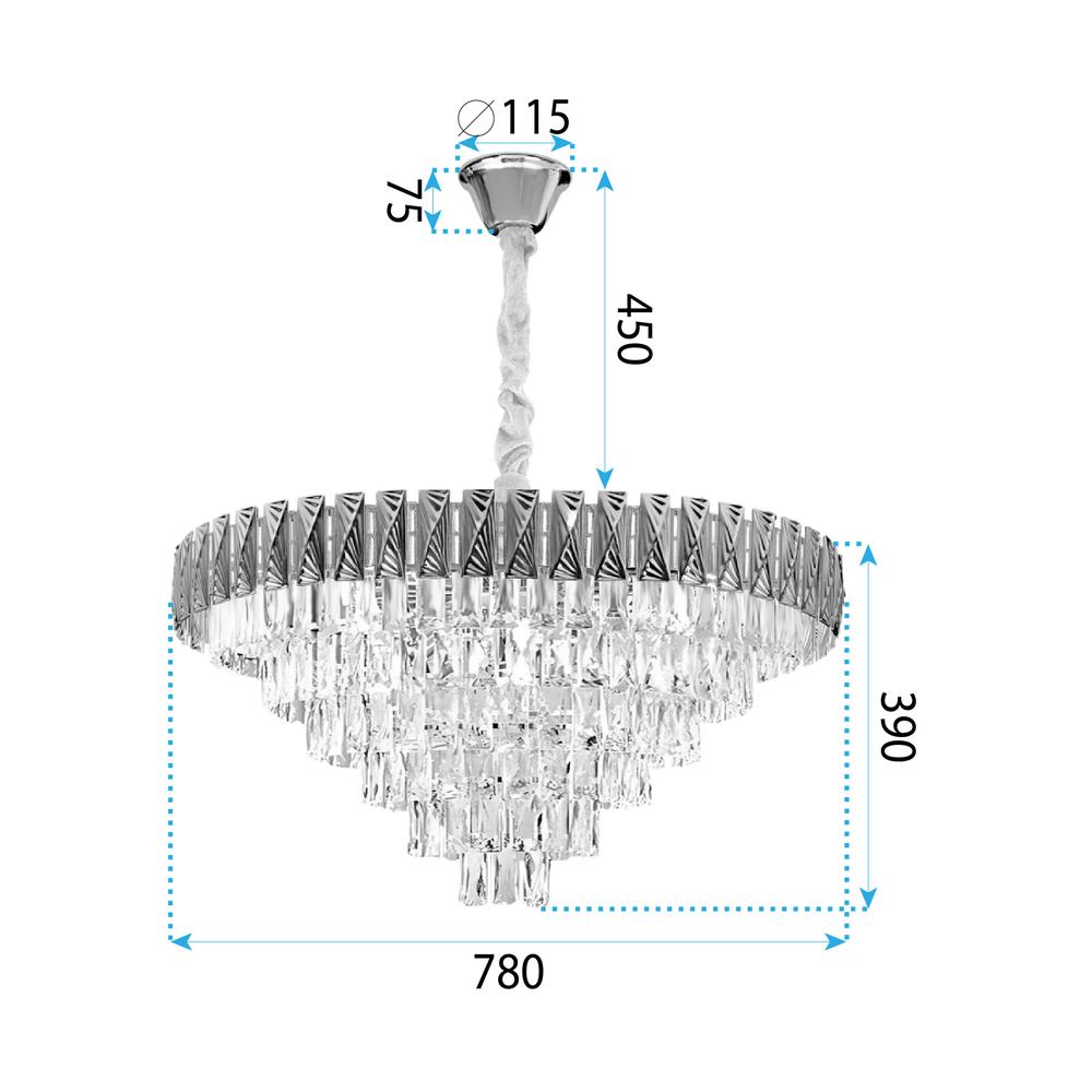 Lampa Wisząca z Kryształami G061-CP 80CM ZŁOTA