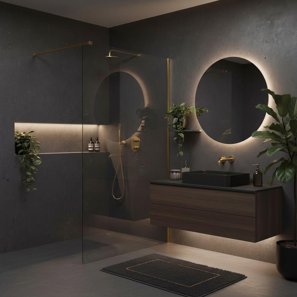 Shower screen Rea Flexi Transparent / Brush Gold 80