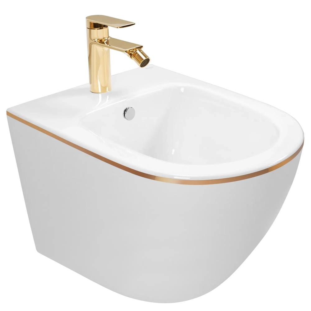 Bidet podwieszany Rea Carlo Mini White Gold Edge
