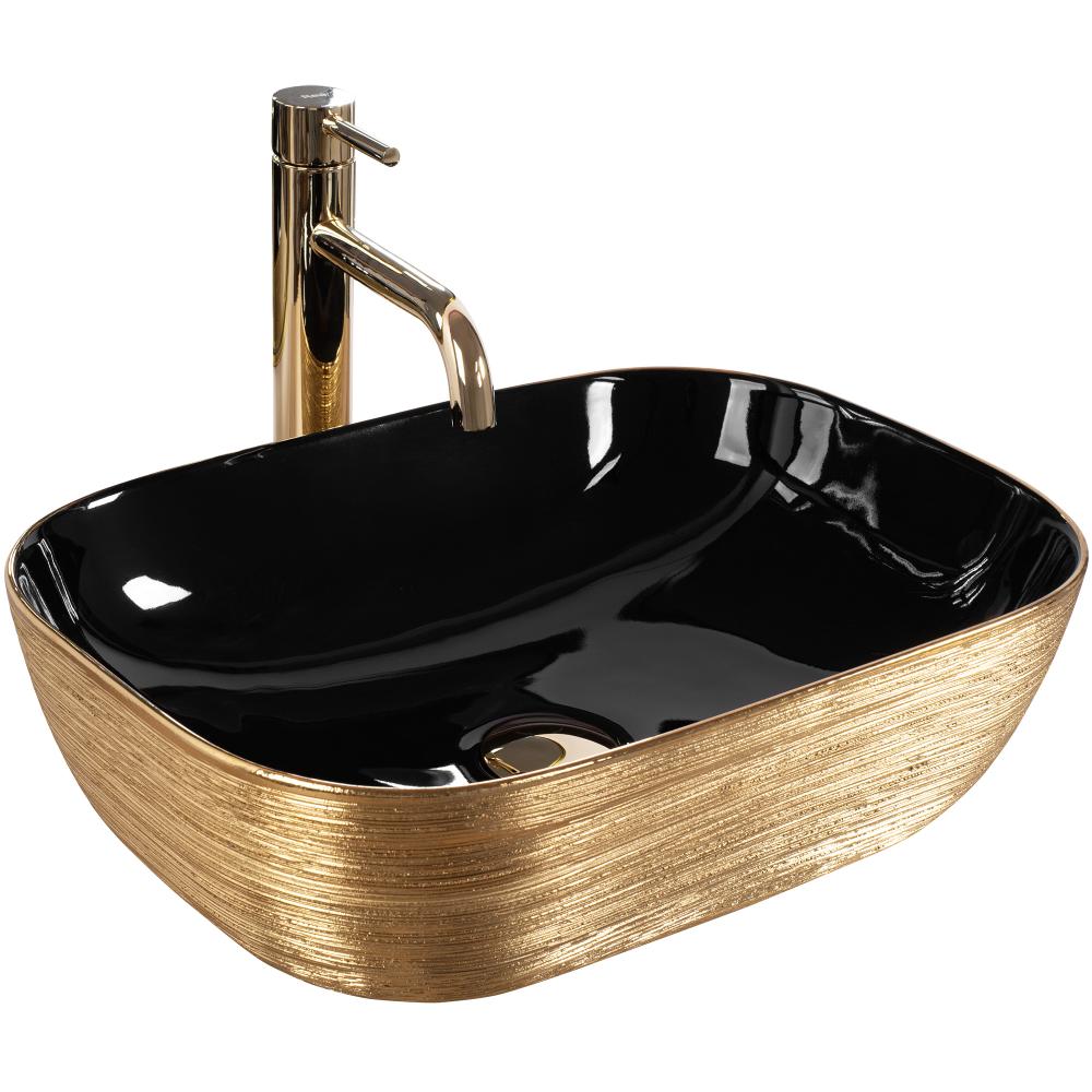 Lavabo da appoggio Rea Belinda BLACK  BRUSH GOLD