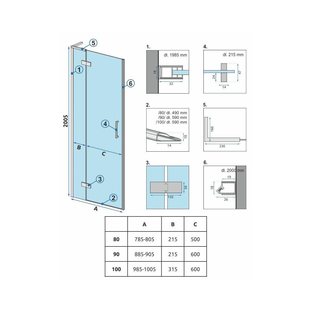 Душевые двери Rea Hugo 80 Copper Brush