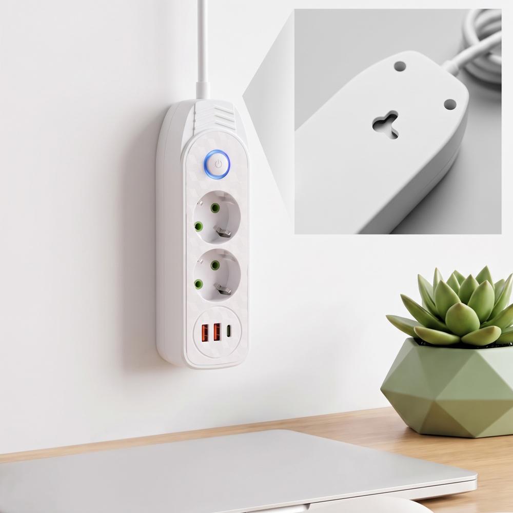 Listwa zasilająca Przedłużacz 2 gniazda + 2x USB-A + USB-C JNH023-2B Biały