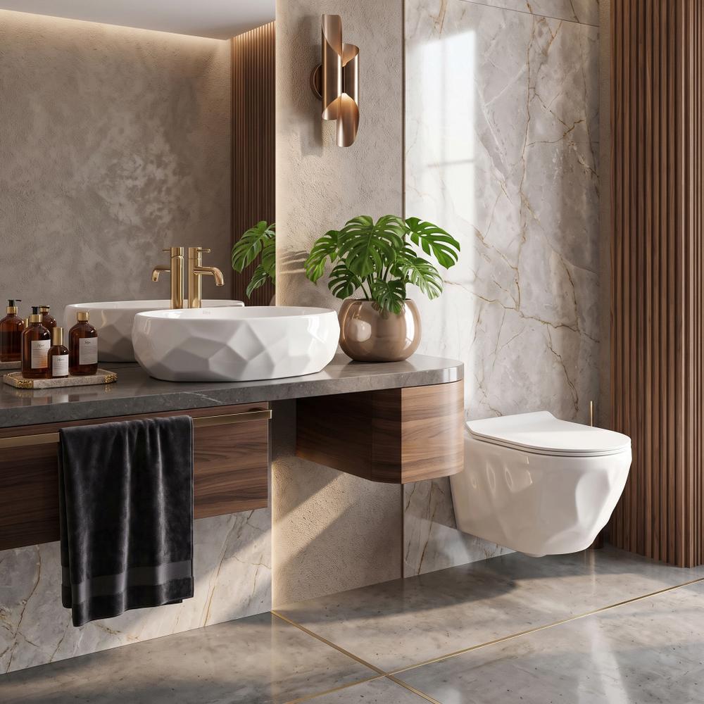 Zestaw Misa WC REA Gustavo Rimless podwieszana + Umywalka nablatowa Maya