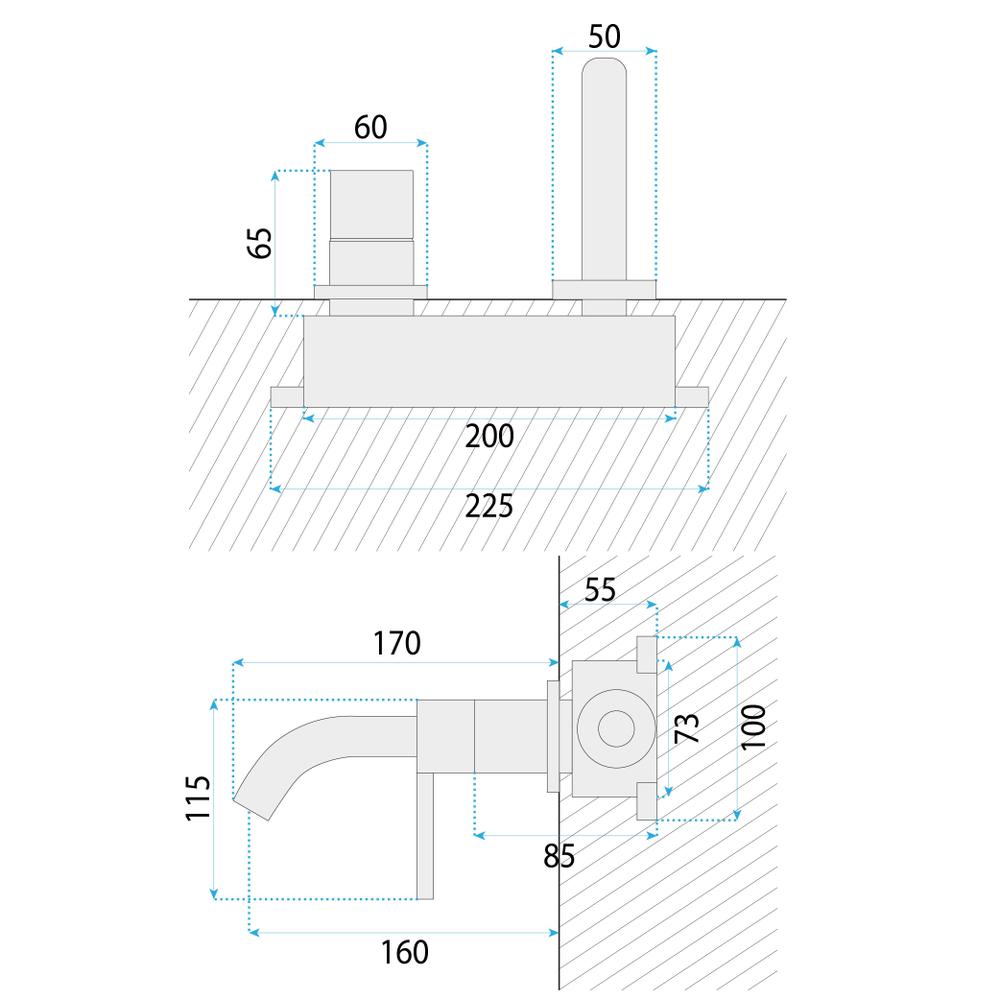 Wall Mounted faucet Rea Foster Brush Copper
