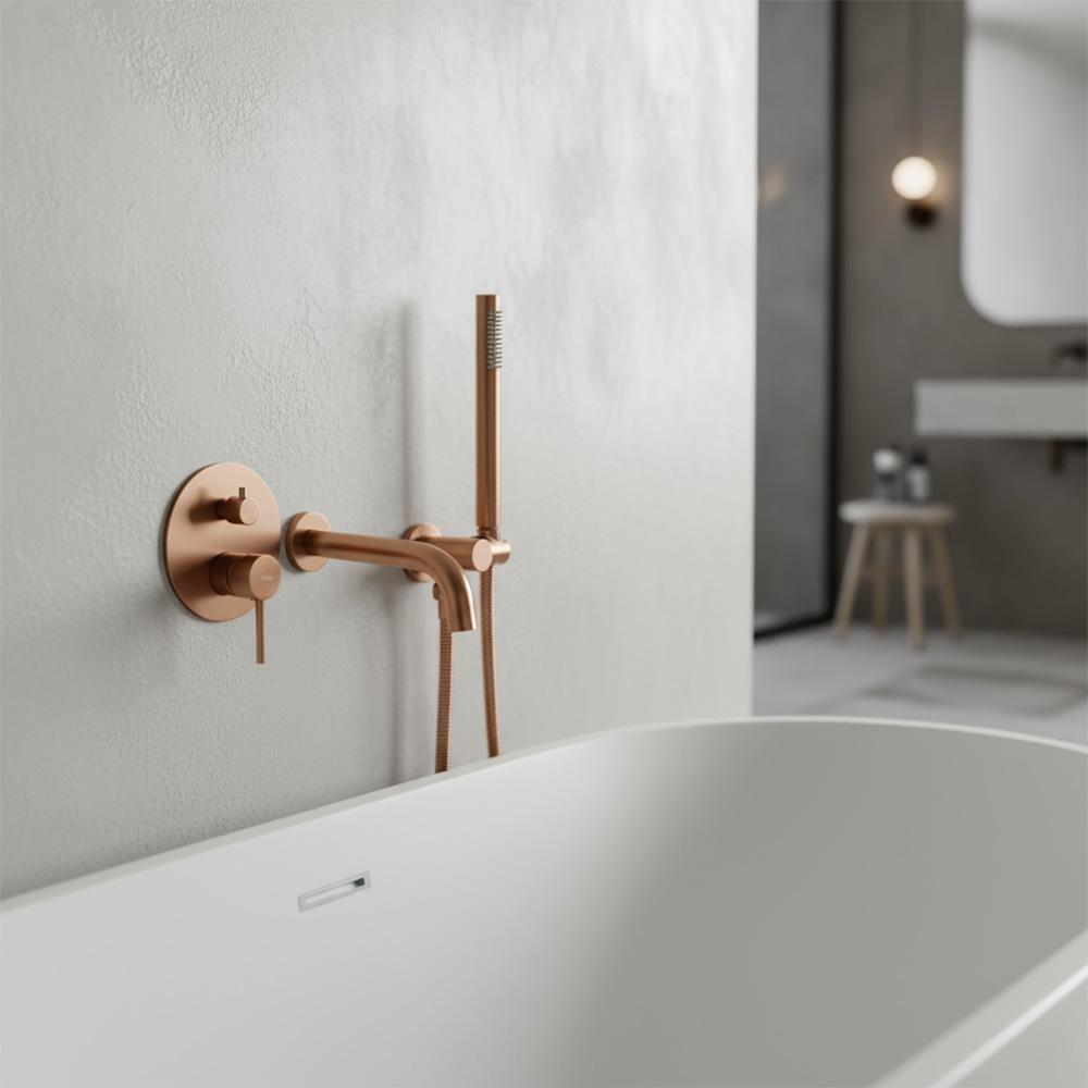 Wall Mounted Bath faucet Rea Lungo Brush Copper + Box
