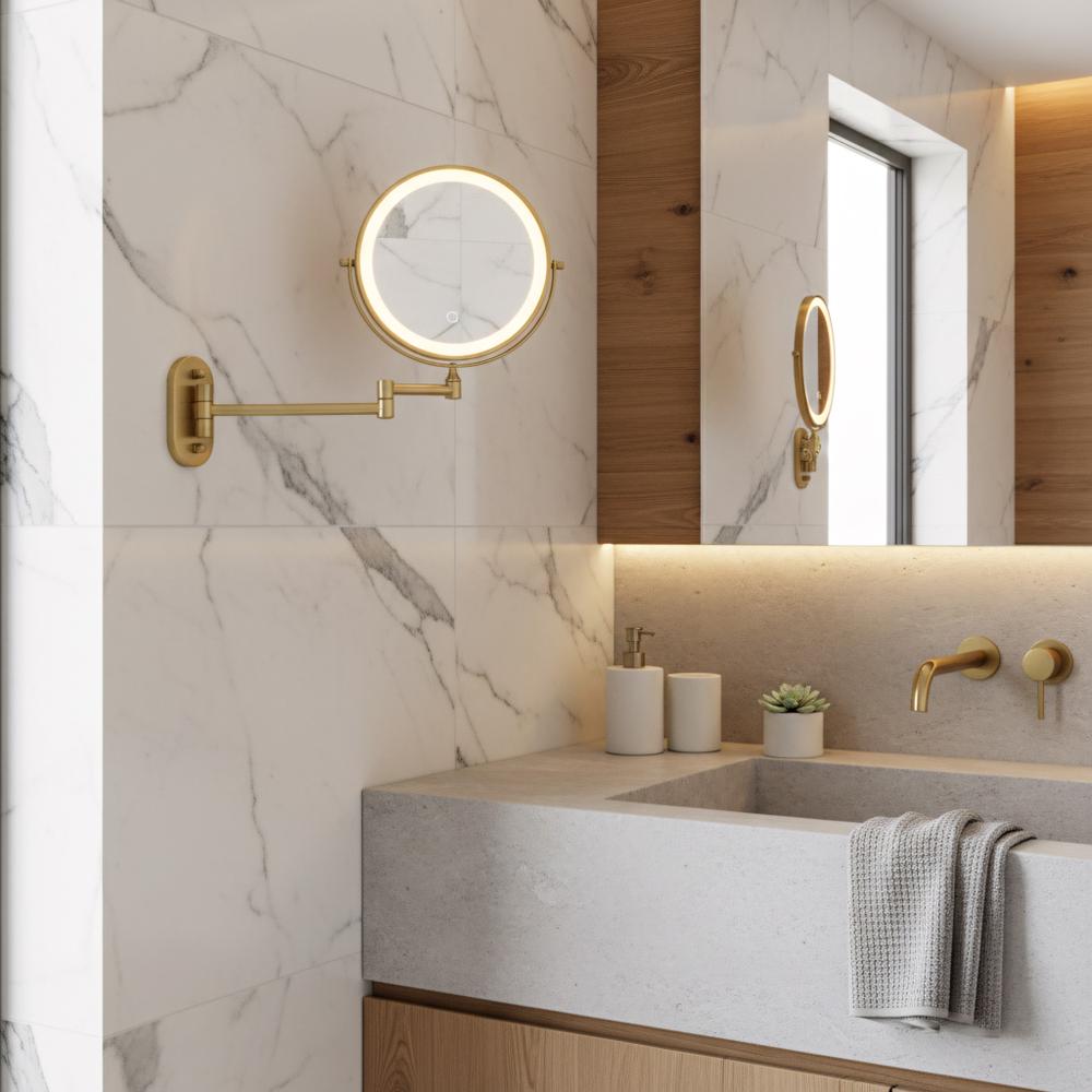 LED Spiegel Glow Brush Gold