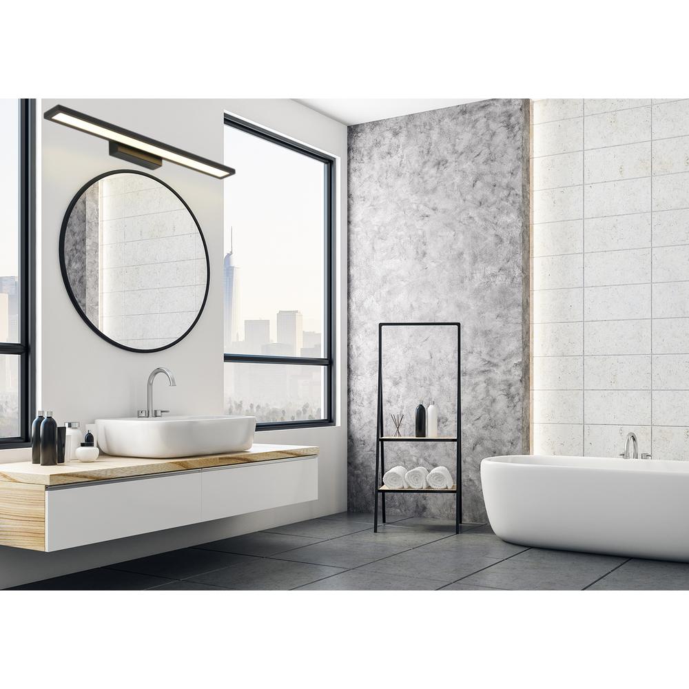 LÂMPADA DE PAREDE LED PARA BANHEIRO 60CM APP840-1W PLANA PRETA