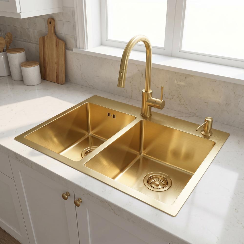 Ocelový dřez Toby BRUSH GOLD