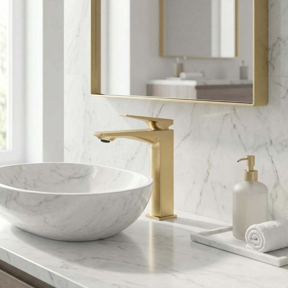 Βρύση νιπτήρα REA Prime Brush Gold Low