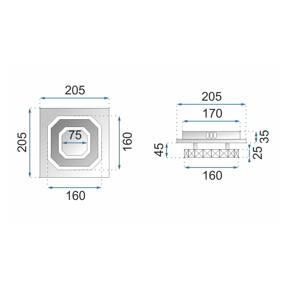 Deckenlampe Kristall quadrat Glamour 8W APP405-C