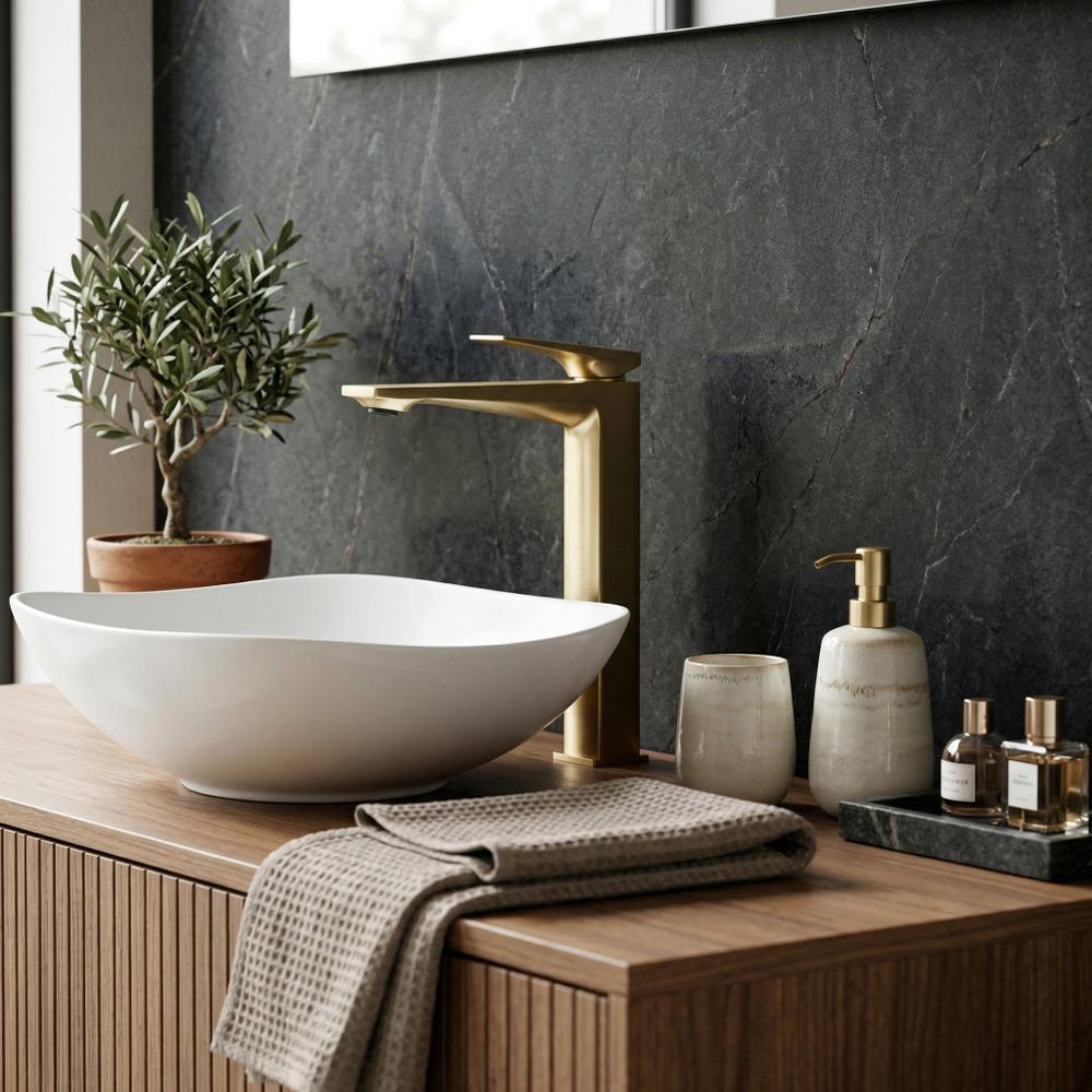 Βρύση νιπτήρα REA Prime Brush Gold High