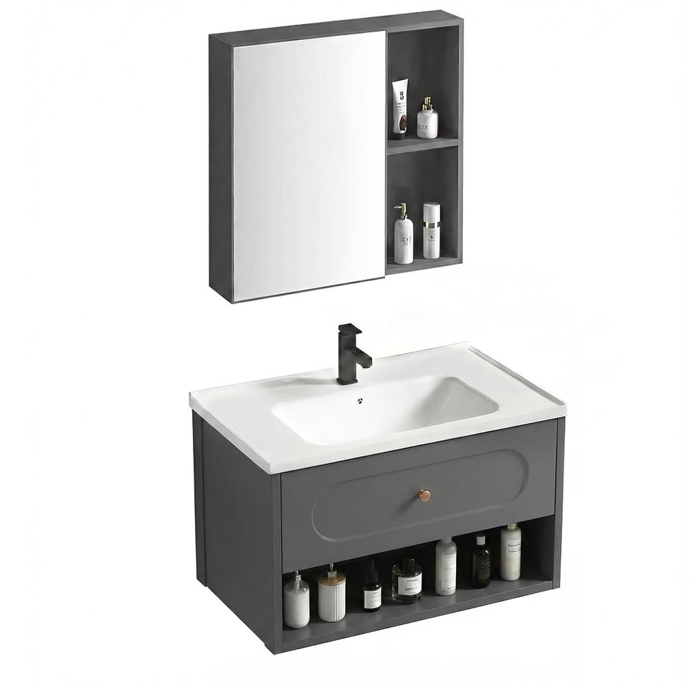 Conjunto de muebles de baño con lavabo River 60cm Grey
