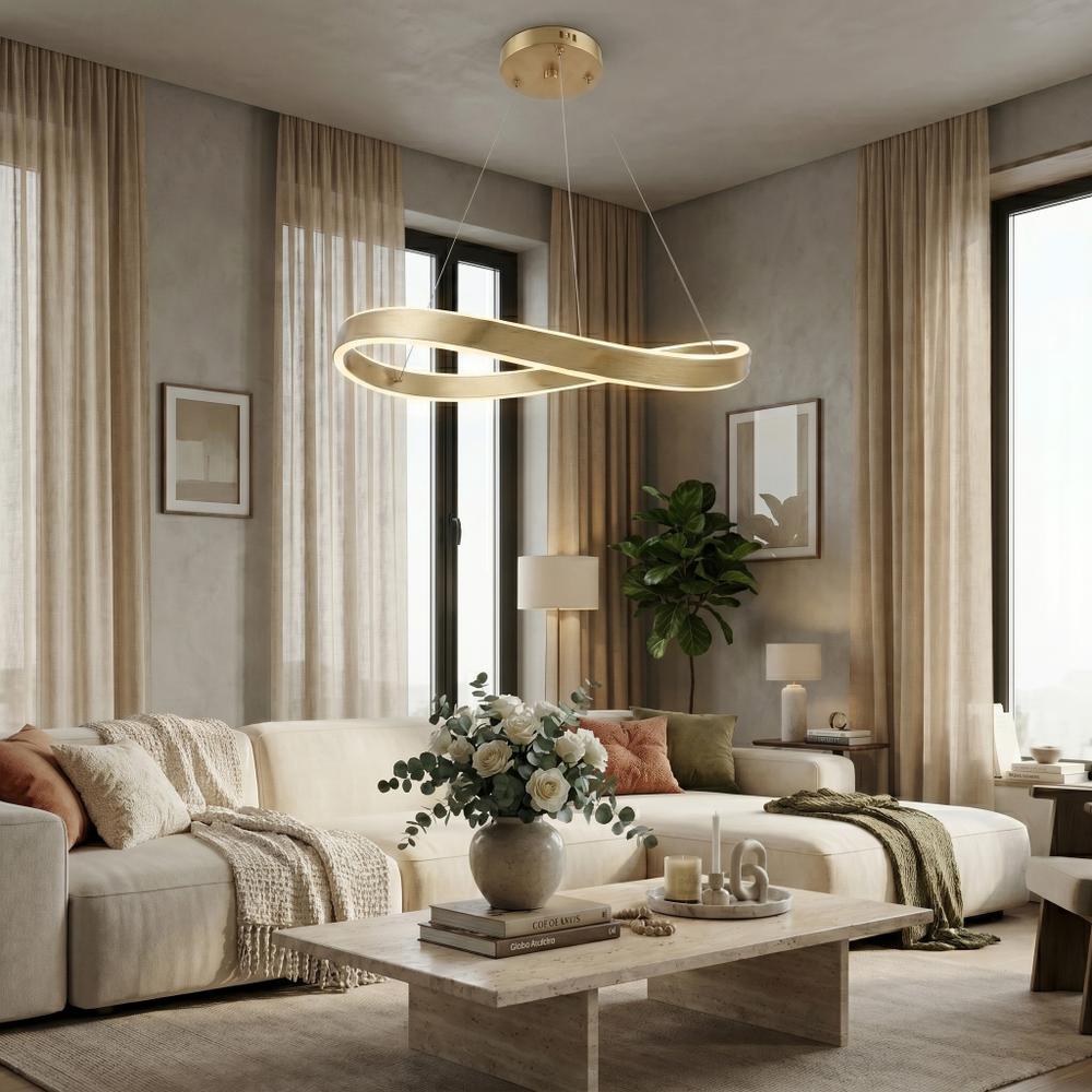 LAMPA SUFITOWA WISZĄCA SWE06-CP 80cm ZŁOTA SZCZOTKOWANA