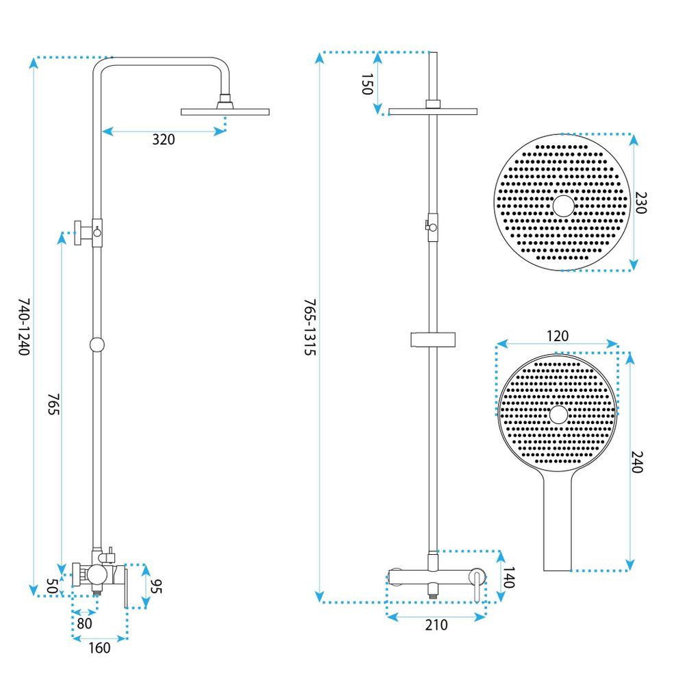 Kit de douche Rea Ontario Black