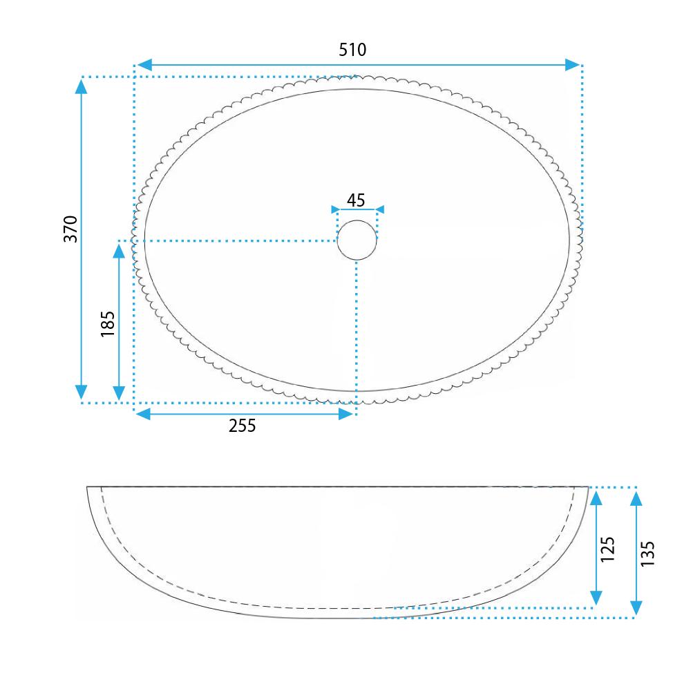 Πάγκος νιπτήρας REA DELLA, ΜΑΥΡΟΣ ΜΑΤ 51 x 37 x 13.5 cm
