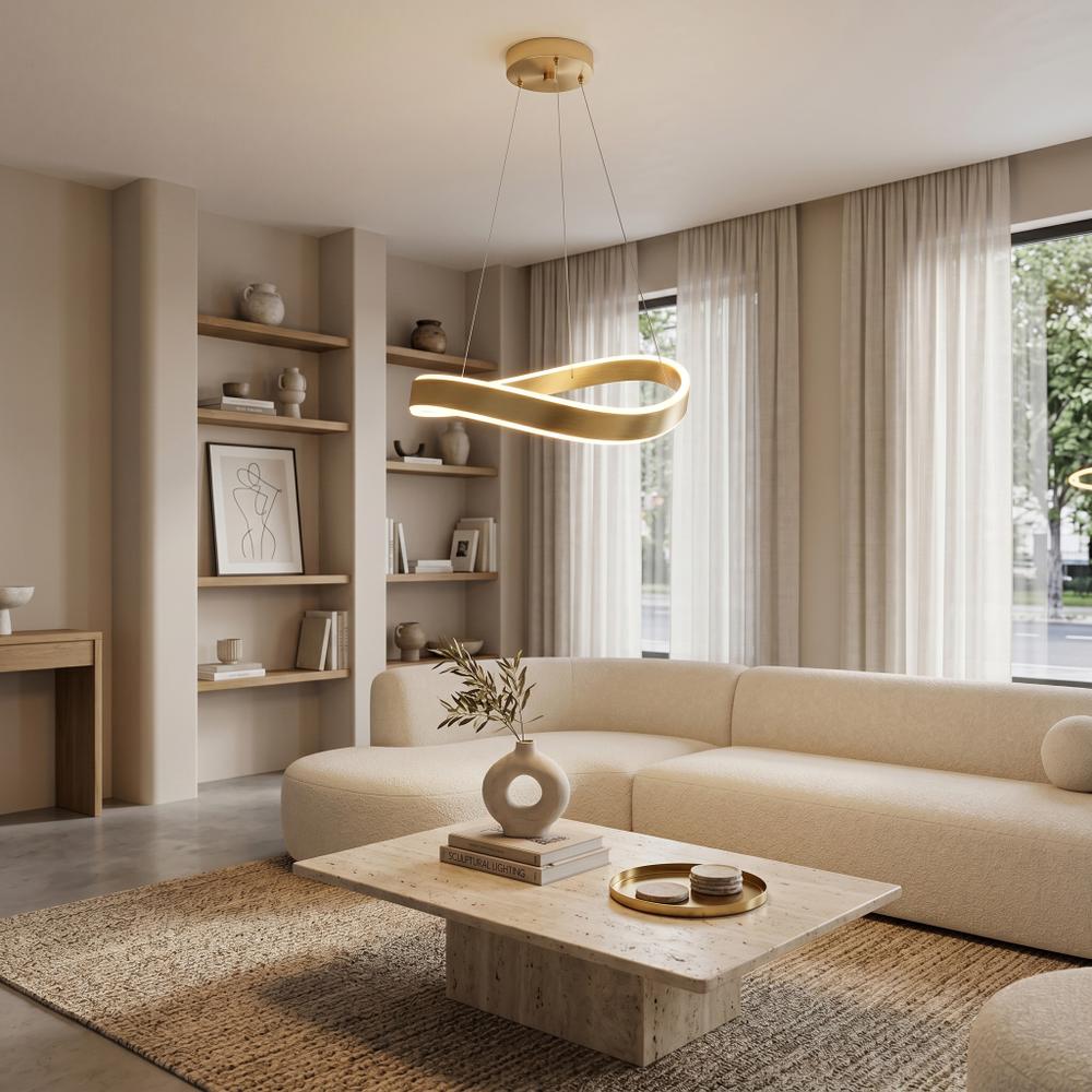 LAMPA SUFITOWA WISZĄCA SWE067-CP 60cm ZŁOTA SZCZOTKOWANA