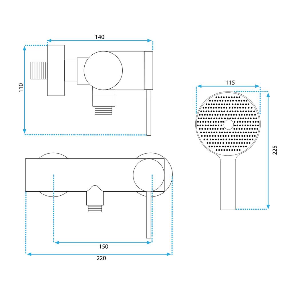 Baterie de duș REA Foss/Clif Brush Nickel