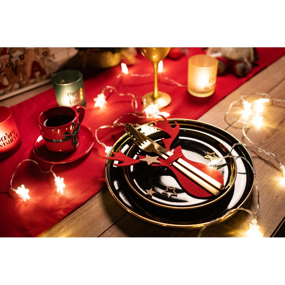 Pokrowiec na sztućce Świateczny 4 szt Renifer Czerwony 311377