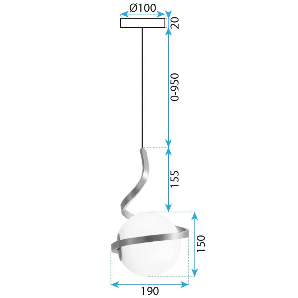 GLASKUGEL SPIRALFÖRMIGE PENDELLEUCHTE GLASS SPHERE SPIRAL PENDANT LAMP APP1732-1CP BLACK