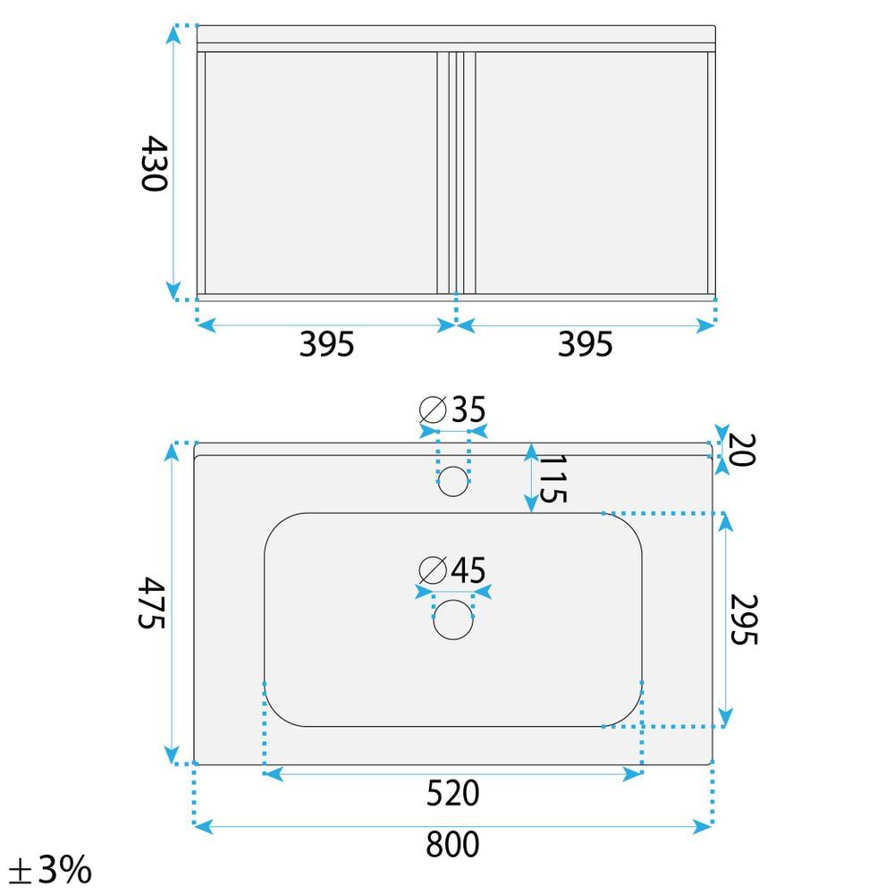 Bathroom furniture set with washbasin Gama T25023 KJM 80CM