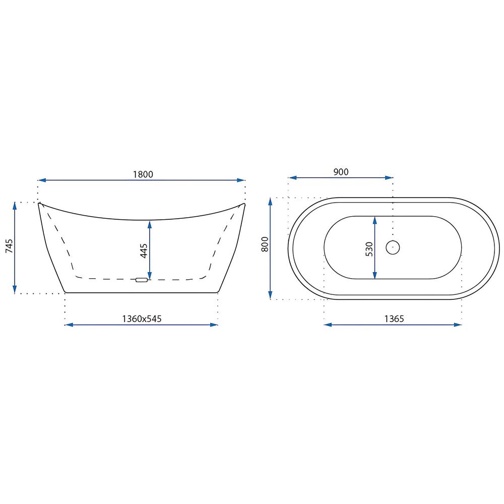 Baignoire autoportante Rea Ferrano Slim 180