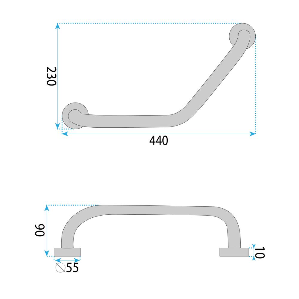 Kylpyhuoneen kulmakahva Chrome