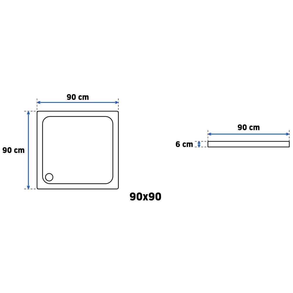 Sprchová akrylová vanička Rea Savoy - bílá  90x90