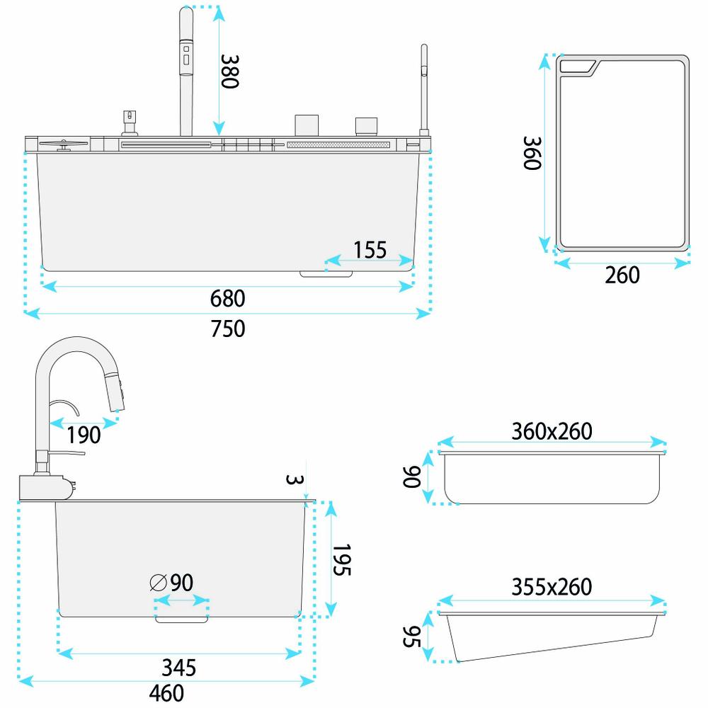 Večnamensko jekleno korito 10 v 1 REA Alonzo Črno
