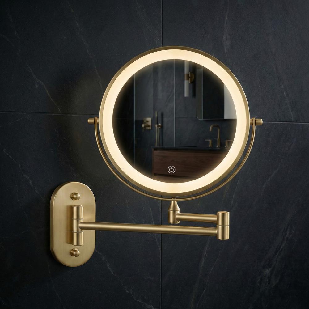 LED Spiegel Glow Brush Gold