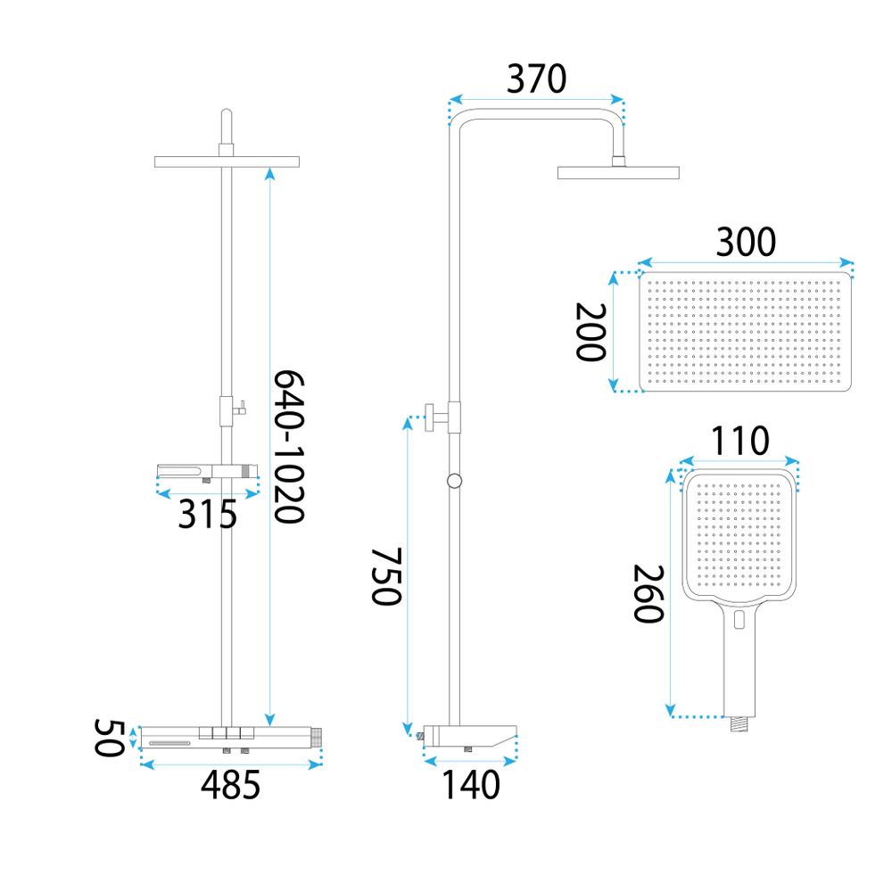 Sprchový set s termostatem REA Pedro Black