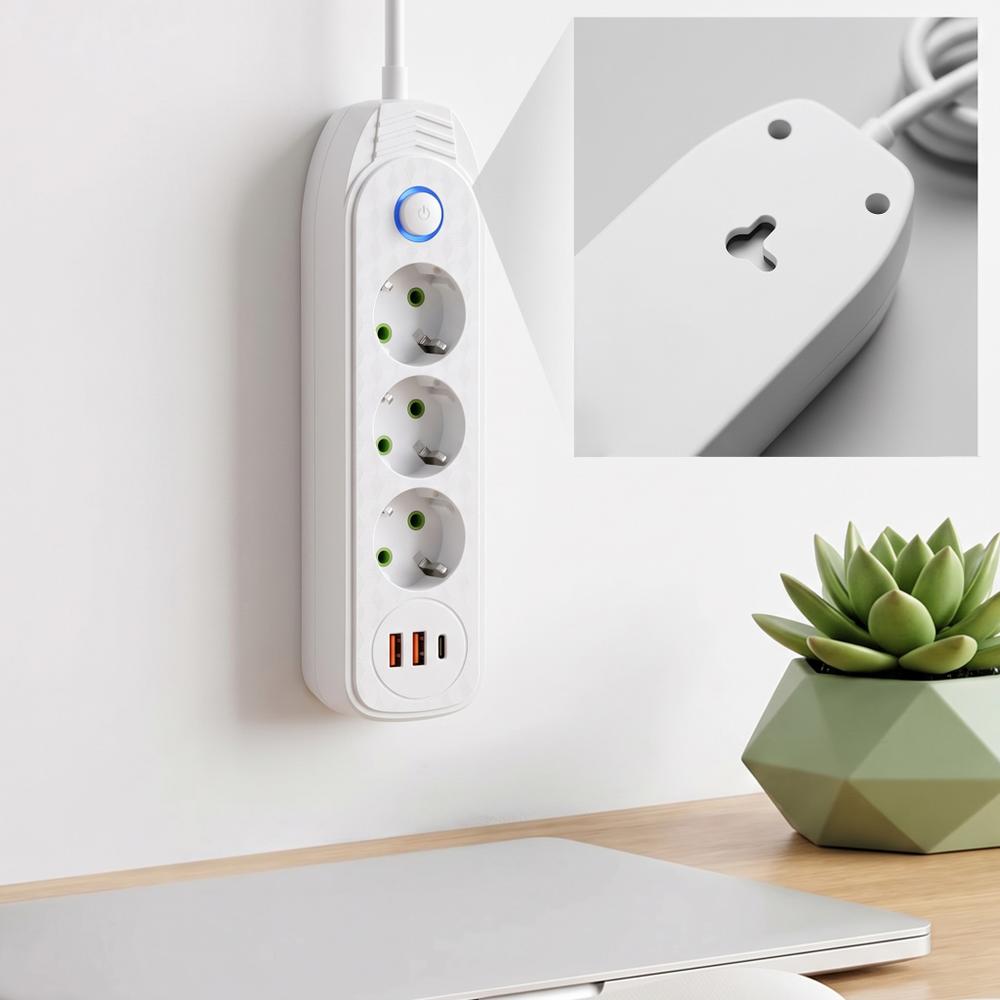 Listwa zasilająca Przedłużacz 3 gniazda + 2x USB-A + USB-C JNH024-3B Biały