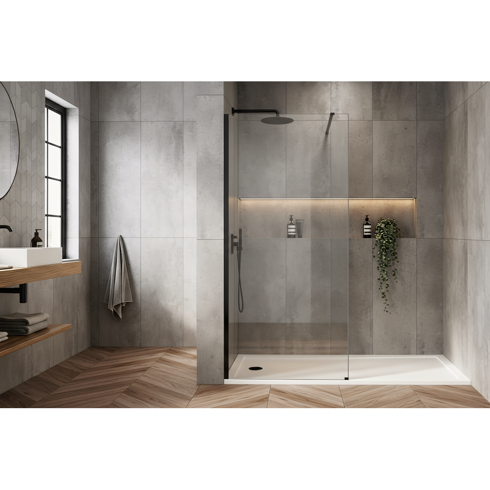 Shower screen Rea Flexi Transparent / Black 140