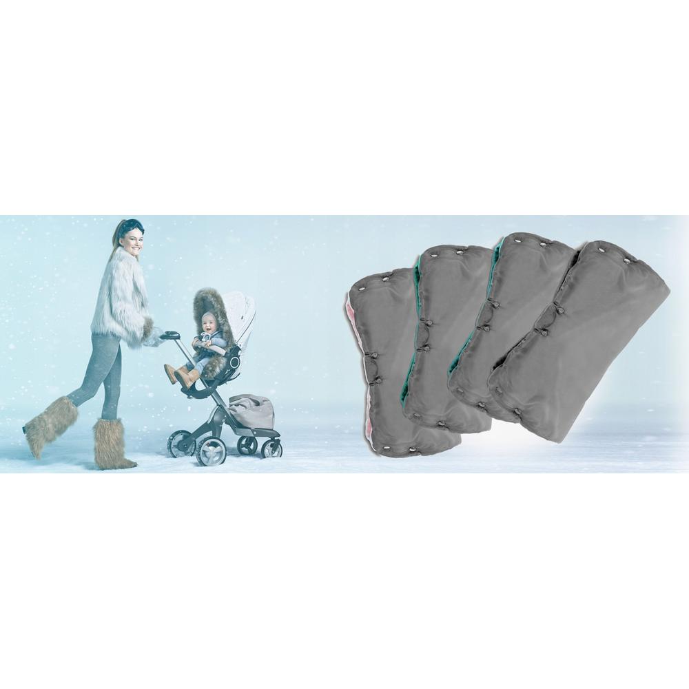 Mufka ocieplana na wózek dziecięcy - Szaro-miętowa