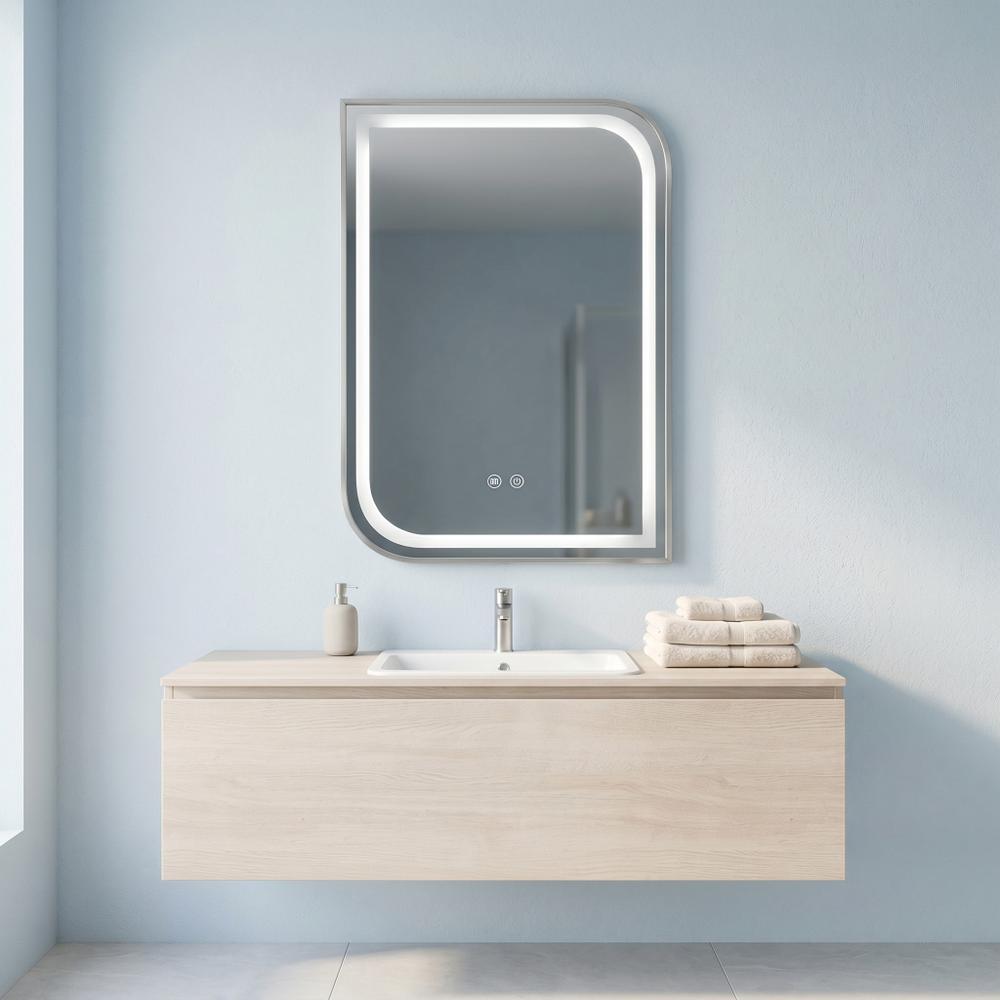 Lustro ścienne LED ZONE 70x50 Nikiel Szczotkowany