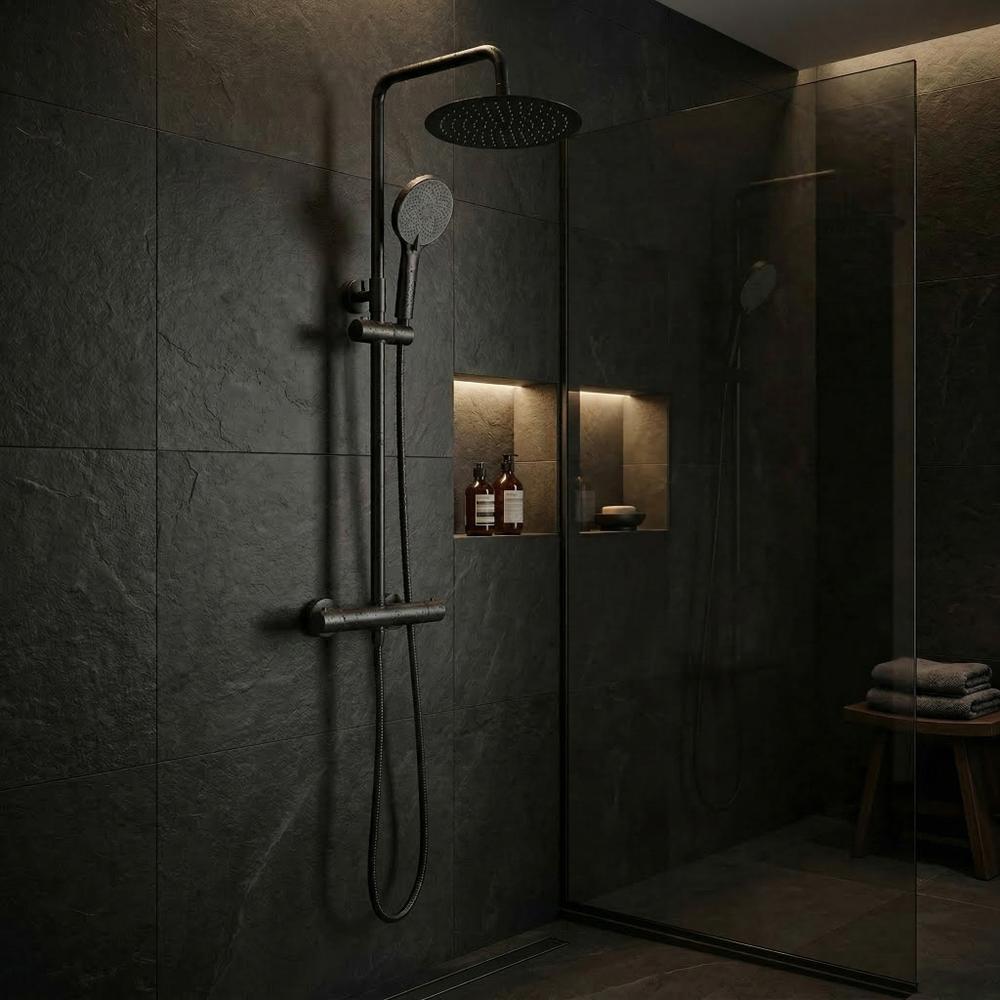 Sprchová súprava bez výtoku s termostatom Rea Lungo Black