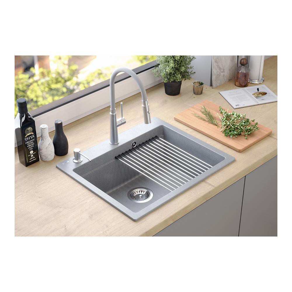 Granite sink KURT 110 WORKSTATION Grey Metallic